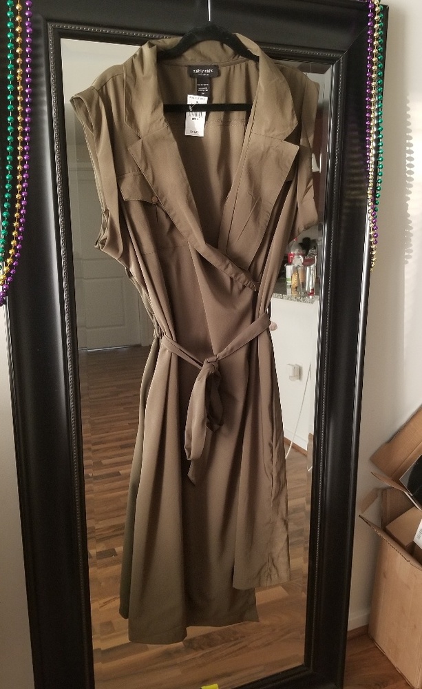 NEW Olive Green wrap dress with a belt detail